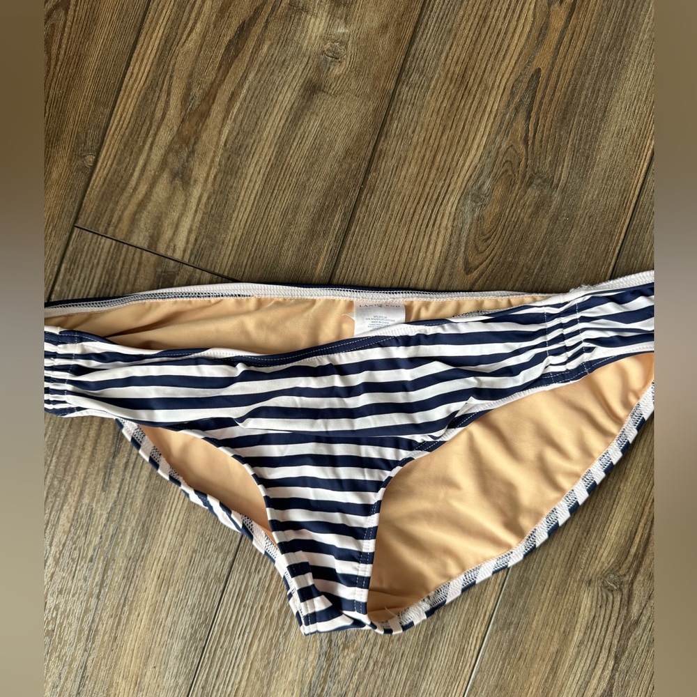 Lands' End Navy and White Striped Bikini Bottom